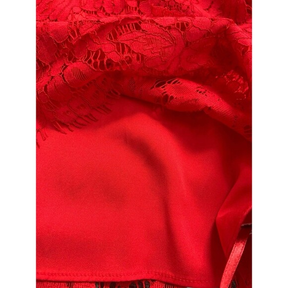 Diane von Furstenberg Red Lace Long Sleeve Blouse Top Women’s 14 - Picture 3 of 10